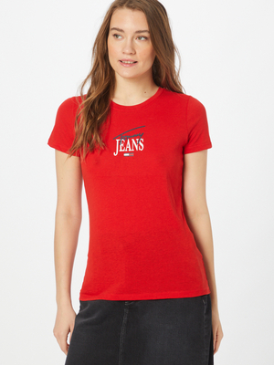 Tommy Jeans dámske červené tričko - S (XNL)