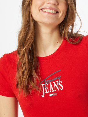 Tommy Jeans dámske červené tričko - M (XNL)