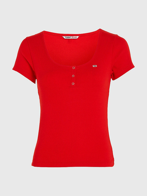Tommy Jeans dámske červené tričko - S (XNL)