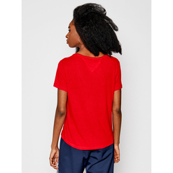 Tommy Jeans dámske červené tričko REGULAR SCOOP NECK TEE - L (XNL)