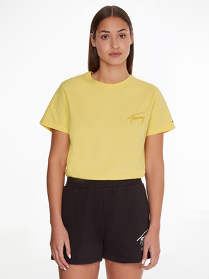 Tommy Jeans dámske žlté tričko SIGNATURE - XS (ZGF)