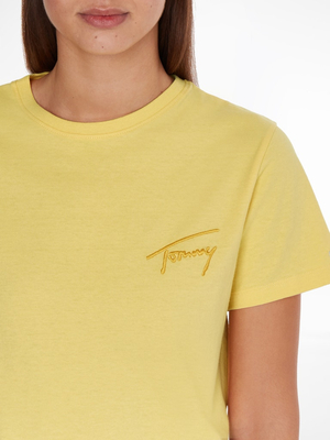 Tommy Jeans dámske žlté tričko SIGNATURE - L (ZGF)