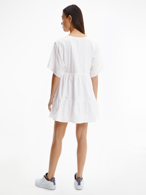 Tommy Jeans dámske biele šaty TIERED KAFTAN - M (YBR)