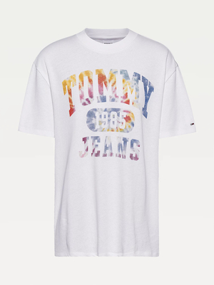Tommy Jeans dámske biele oversize tričko - XS (YBR)