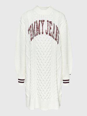 Tommy Jeans dámske biele svetrové šaty - XS (YBL)