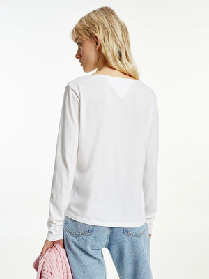 Tommy Jeans dámske biele tričko LONGSLEEVE - M (YBR)