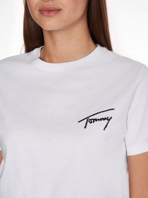 Tommy Jeans dámske biele tričko SIGNATURE - L (YBR)