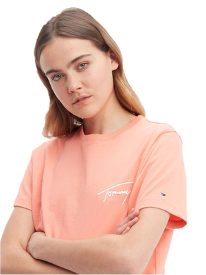 Tommy Jeans dámske oranžové tričko SIGNATURE - XS (TKL)
