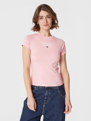 Tommy Jeans dámske ružové tričko ESSENTIAL LOGO - L (TG0)
