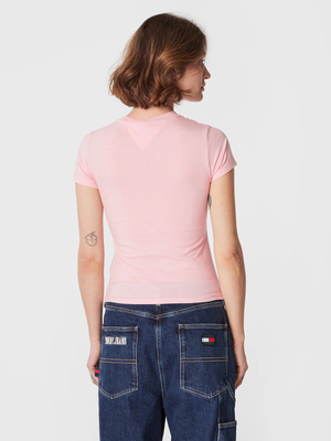 Tommy Jeans dámske ružové tričko ESSENTIAL LOGO - XS (TG0)
