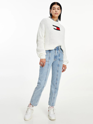 Tommy Jeans dámsky biely sveter - L (YAP)