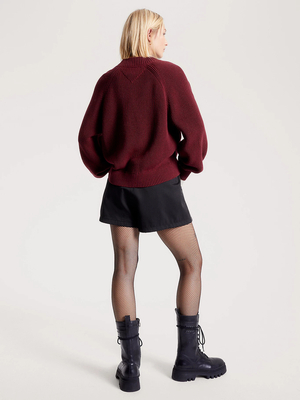 Tommy Jeans dámsky vínový sveter - S (XJS)