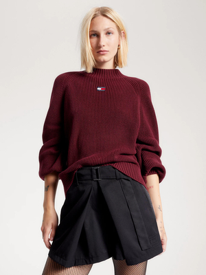Tommy Jeans dámsky vínový sveter - S (XJS)