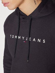 Tommy Jeans pánska čierna mikina LINEAR LOGO  - L (BDS)