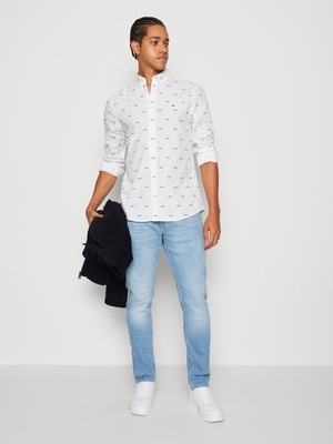 Tommy Jeans pánska biela košeľa - XL (YBR)