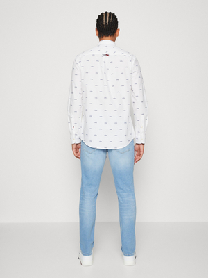 Tommy Jeans pánska biela košeľa - XL (YBR)