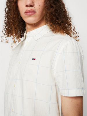 Tommy Jeans pánska biela košeľa s krátkym rukávom - XL (YBH)