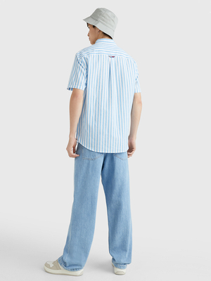 Tommy Jeans pánska pruhovaná košeľa - M (CY7)