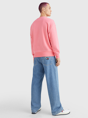 Tommy Jeans pánska ružová mikina SIGNATURE CREW - S (TIF)
