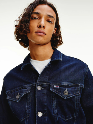 Tommy Jeans pánska tmavomodrá džínsová bunda - XXL (1BZ)