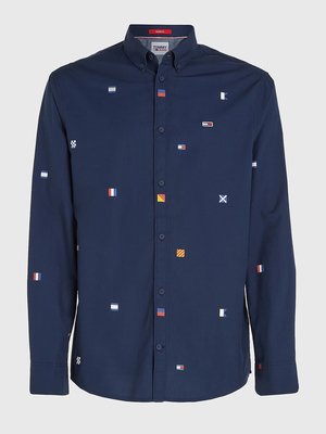 Tommy Jeans pánska tmavo modrá košeľa FLAG CRITTER - M (DW5)