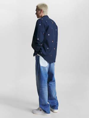 Tommy Jeans pánska tmavo modrá košeľa FLAG CRITTER - M (DW5)