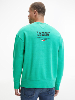 Tommy Jeans pánska zelená mikina WASHED GRAPHIC CREW - M (L3G)