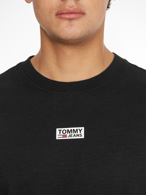 Tommy Jeans pánske čierne tričko BOX CORP LOGO - L (BDS)