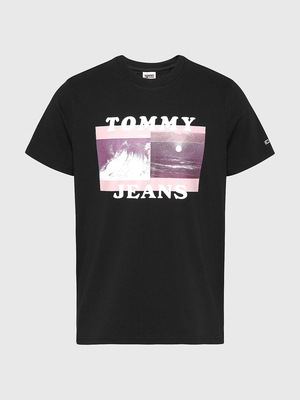 Tommy Jeans pánske čierne tričko CONCEPT PHOTOPRINT - S (BDS)