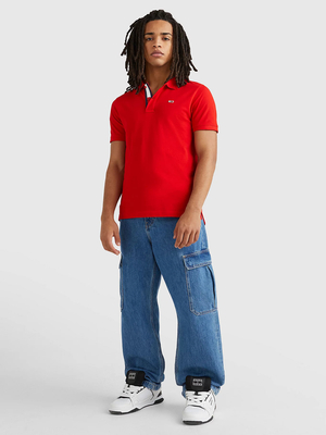 Tommy Jeans pánske červené polo tričko - XL (XNL)