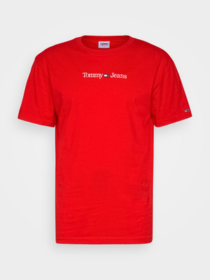 Tommy Jeans pánske červené tričko - M (XNL)