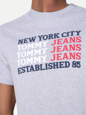 Tommy Jeans pánske šedé tričko TEXT FLAG - M (P01)