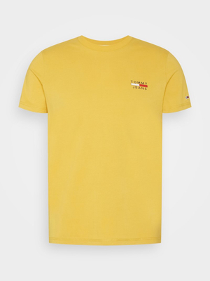 Tommy Jeans pánske žlté tričko CHEST LOGO - S (ZFZ)