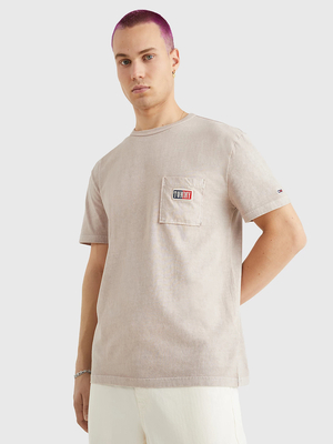 Tommy Jeans pánske béžové tričko - M (RAZ)