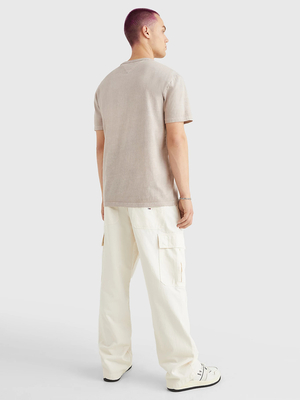 Tommy Jeans pánske béžové tričko - M (RAZ)