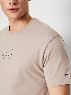Tommy Jeans pánske béžové tričko SIGNATURE - L (RAZ)