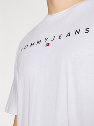 Tommy Jeans pánske biele tričko LINEAR LOGO - S (YBR)
