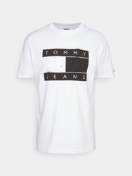 Tommy Jeans pánske biele tričko SPRAY FLAG - L (YBR)