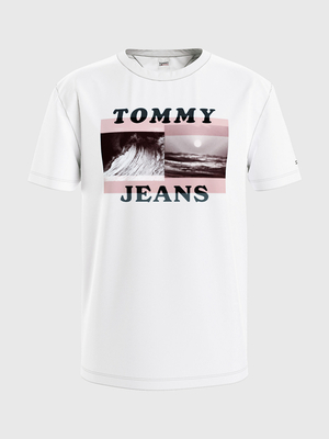 Tommy Jeans pánske biele tričko CONCEPT PHOTOPRINT - L (YBR)