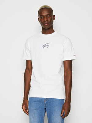 Tommy Jeans pánske biele tričko SIGNATURE - XL (YBR)