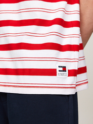 Tommy Jeans pánske bielo-červené tričko - L (XNL)