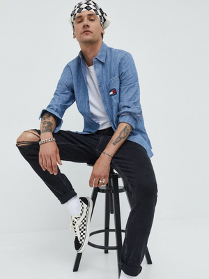 Tommy Jeans pánske čierne džínsy SCANTON - 34/34 (1BZ)