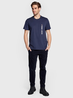 Tommy Jeans pánske modré tričko ENTRY VERTICLE - S (C87)