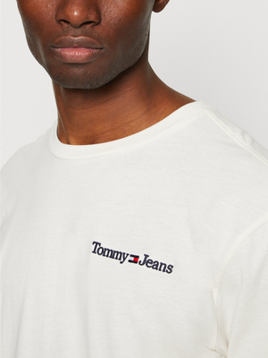 Tommy Jeans pánske smotanové tričko - S (YBH)