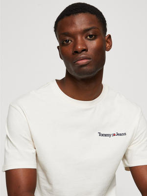 Tommy Jeans pánske smotanové tričko - S (YBH)