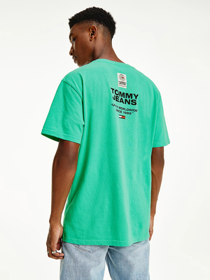 Tommy Jeans pánske zelené tričko LABEL MIX - S (L3G)