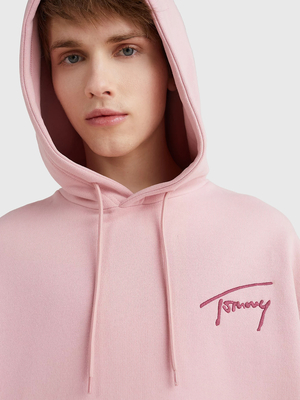 Tommy Jeans pánska ružová mikina SIGNATURE HOODIE - L (TH9)