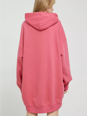 Tommy Jeans dámske ružové mikinové šaty ESSENTIAL LOGO 2 HOOD DRES - S (XI4)