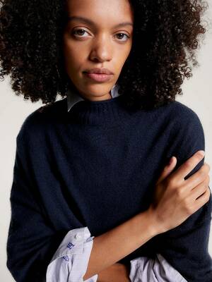 Tommy Hilfiger dámske tmavo modré vlnené šaty - L (DW5)