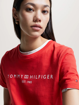 Tommy Hilfiger dámske červené tričko - M (SNE)
